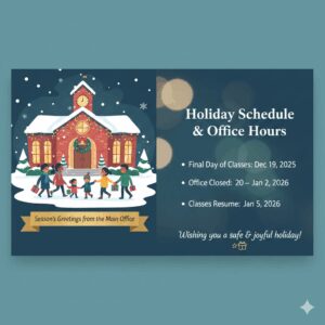 Image of students in front of a school with a synopsis of the information in the message of the post.