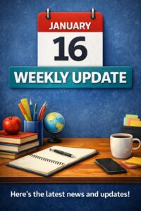 Decorative image that says January 16th weekly update