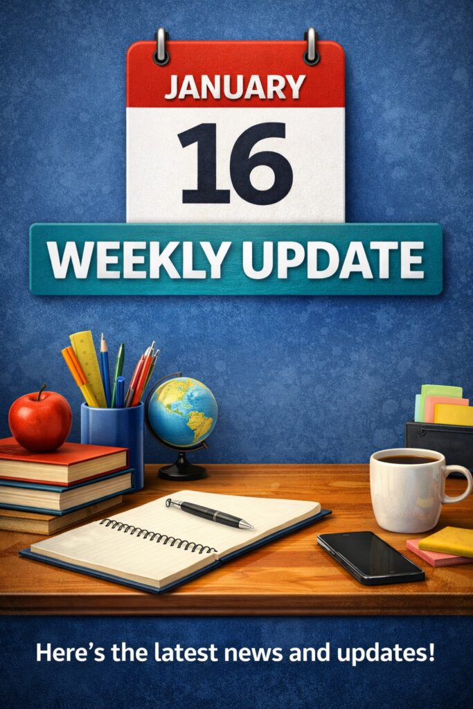 Decorative image that says January 16th weekly update