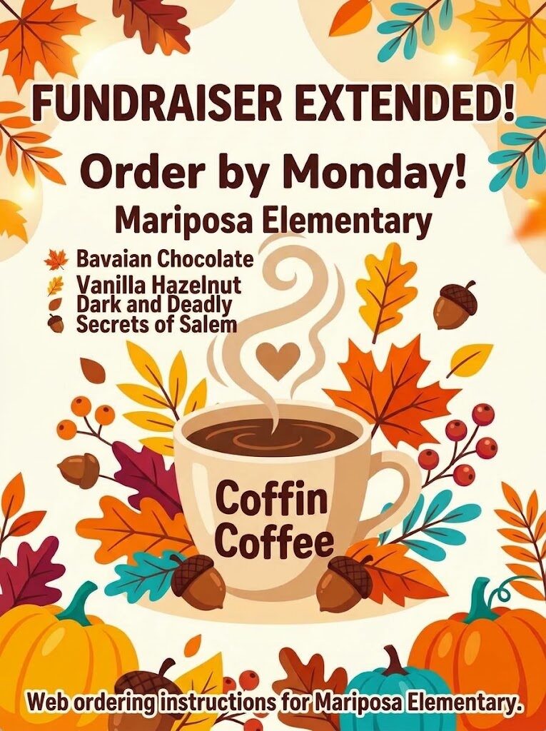 An illustrative, fall-themed promotional poster on a warm cream-colored background announcing the extension of a school fundraiser.