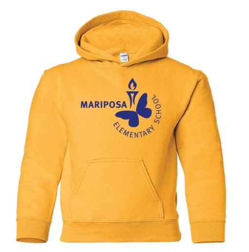 Yellow hoodie with Mariposa Logo